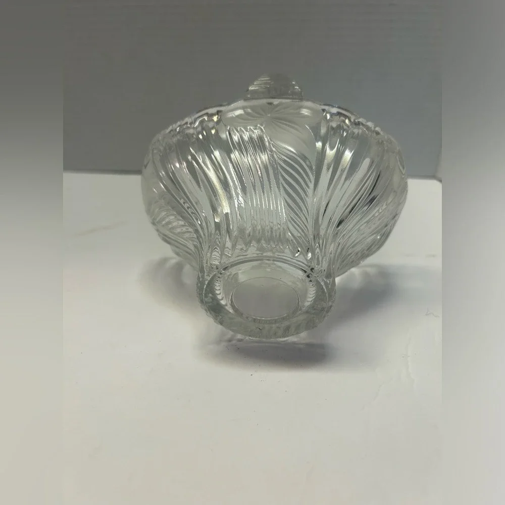 Vintage Crystal Basket‎ with Handle Clear Glass Candy Dish Vanity Decor